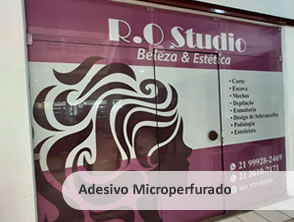Adesivo Microperfurado para RQ Studio -  Beleza e Estética em Niterói