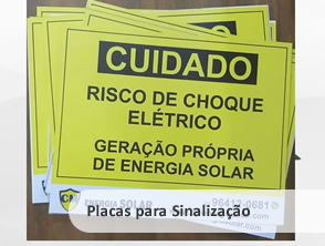 Placa de PVC personalizada para sinalização de energia solar em Niterói, Maricá e Rio de Janeiro - RJ