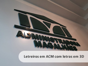 Letreiro em acm com letra 3d em pvc expandido no centro de Niterói - RJ