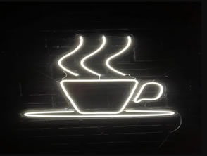 Placa Luminária em LED NEON para cafeterias em Niterói, RJ;